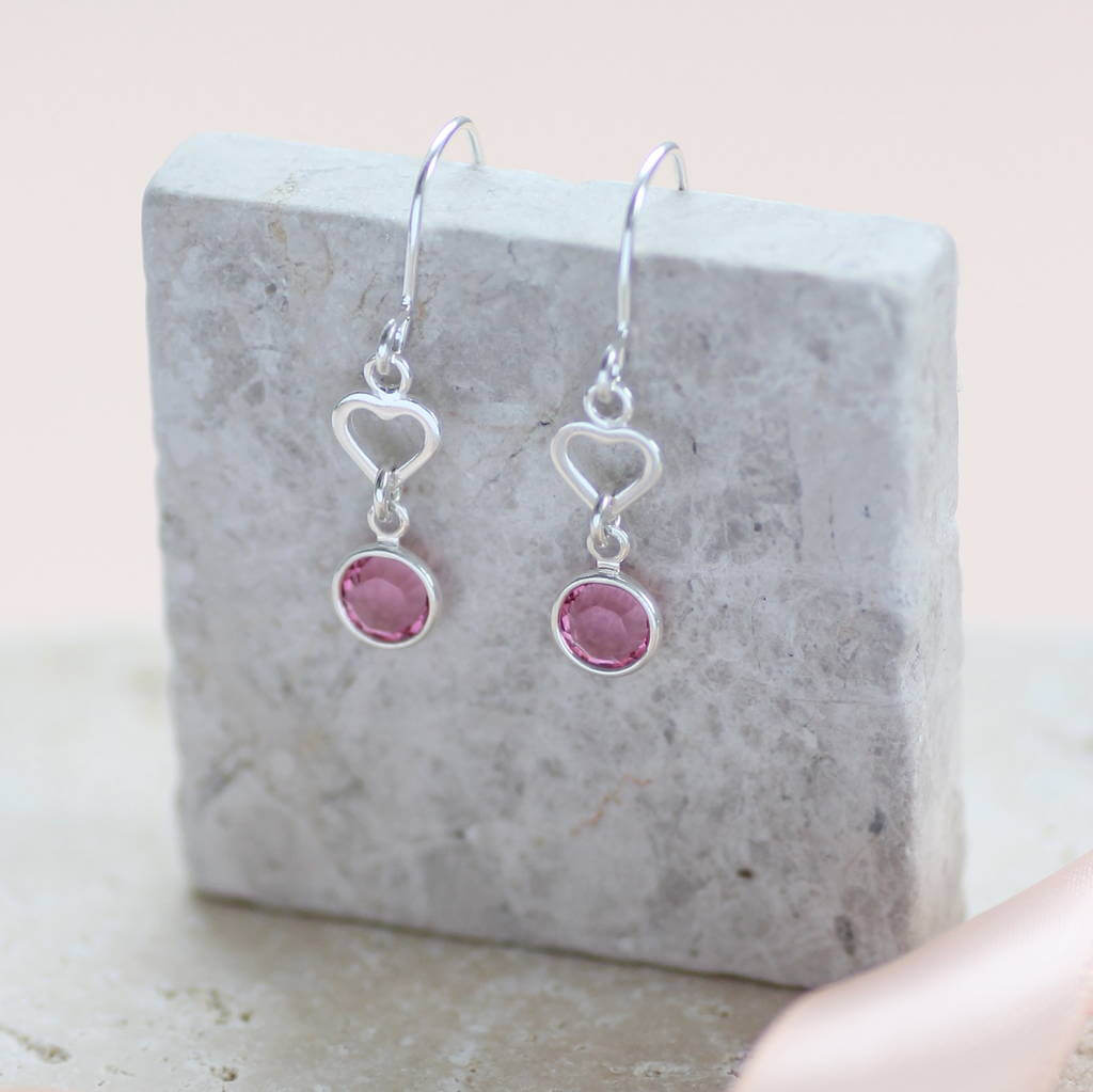Joy by Corrine Smith Herz Ohrringe Silber Geburtsstein