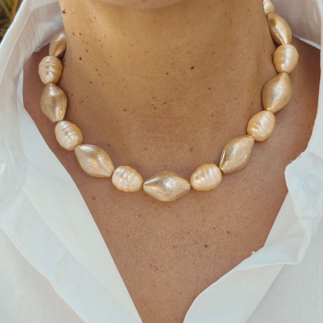 Alevá Bijoux Paola Perlen Halskette Gold 38-44 cm Perle