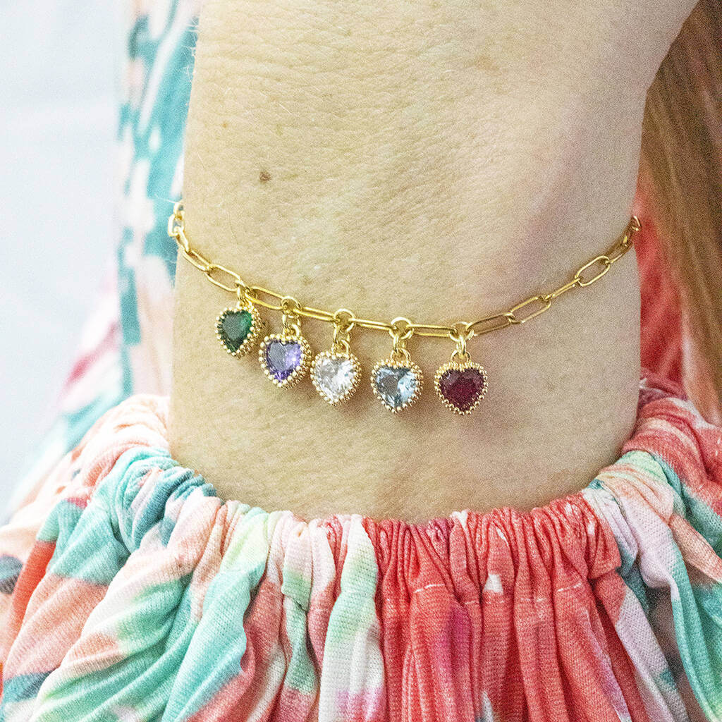 Joy by Corrine Smith Family Hearts Armband Geburtsstein Gold