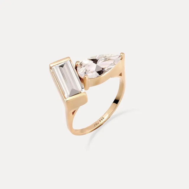 Stilnest Balance Beryll Ring 585 Gold Massivgold Gr 52