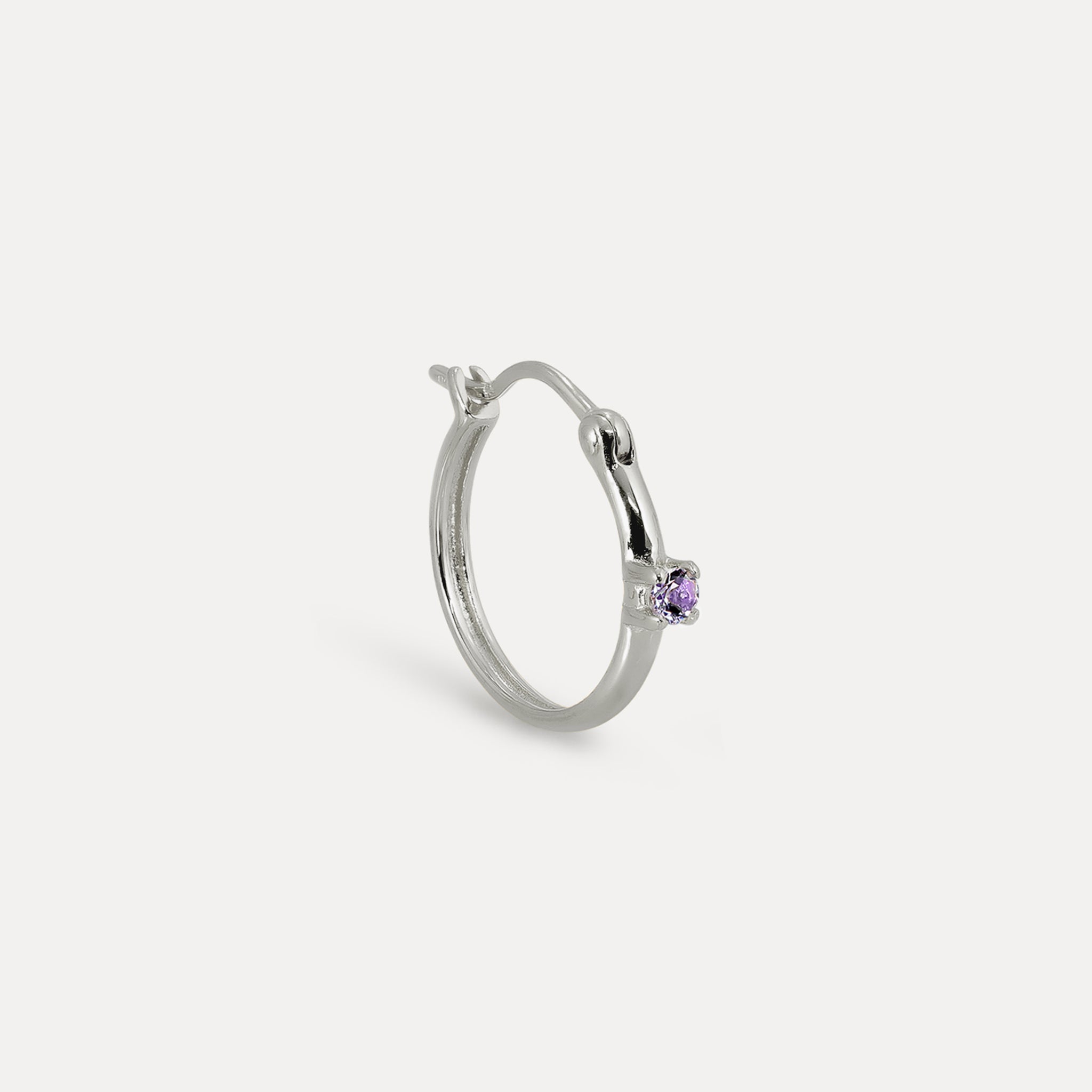 Stilnest Amethyst Point of Light Creolen Single Silber / Gold
