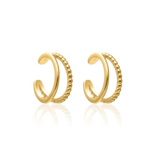 JEWLIX Ohrstecker Ear Cuffs Zweireihig Gold 925 Silber Paar