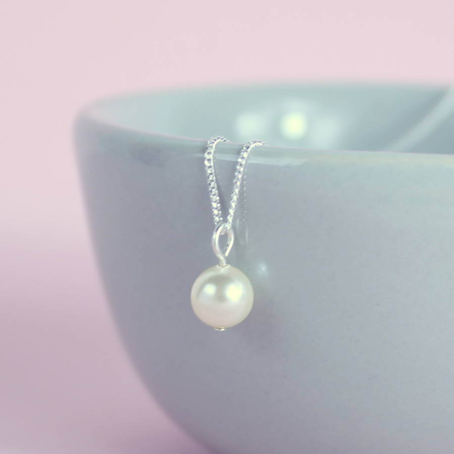 Joy by Corrine Smith Classic Pearl Drop Perlen Halskette Silber