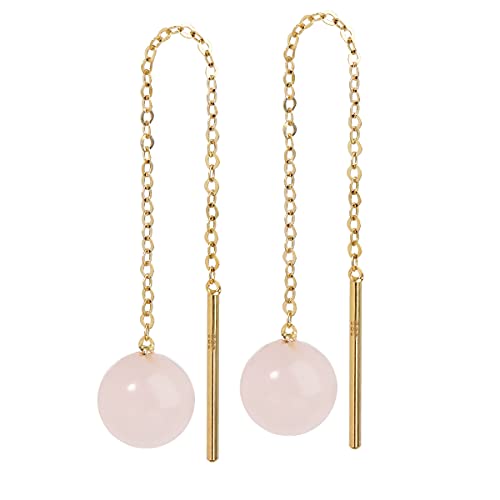 NKlaus Jewellery Durchzieher-Ohrringe 585 Gelbgold 6mm Grün