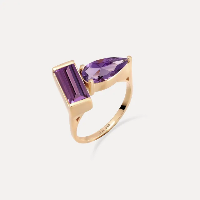Stilnest Balance Amethyst Ring 585 Gold Größe 52