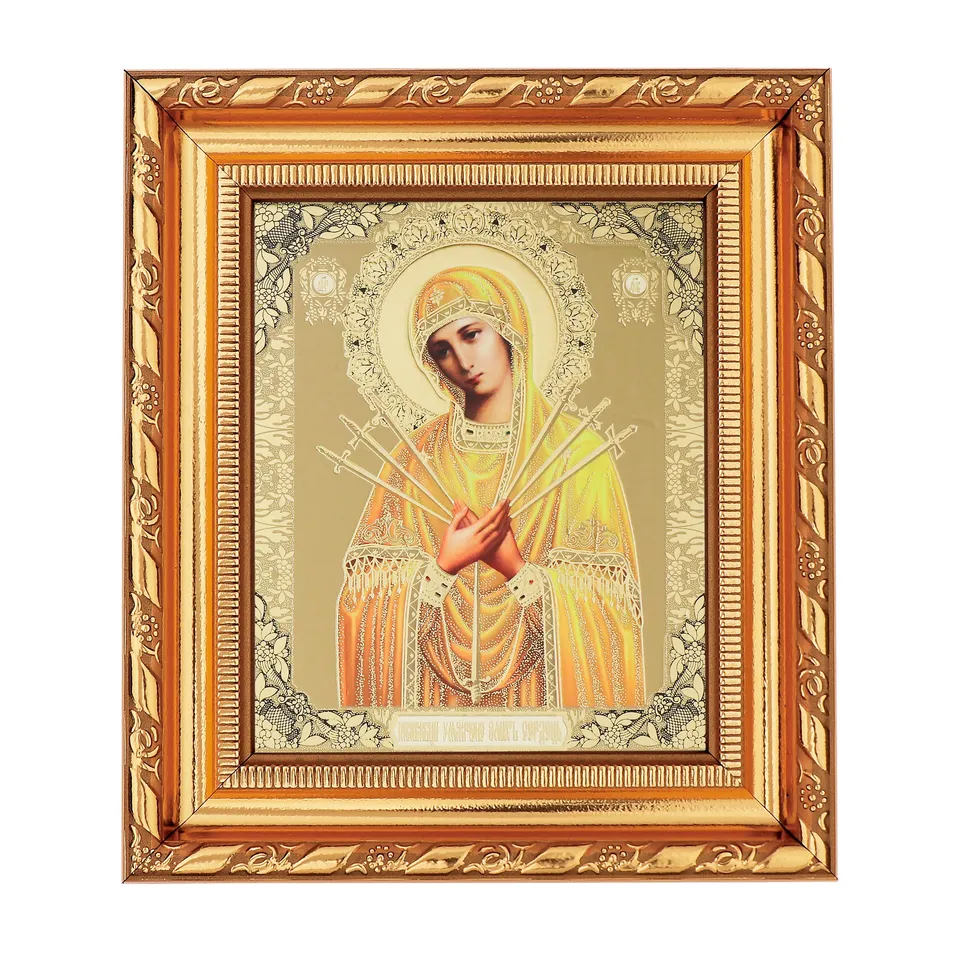 NKlaus Ikone Gottesmutter Siebenpfeilige 14x16cm Glas