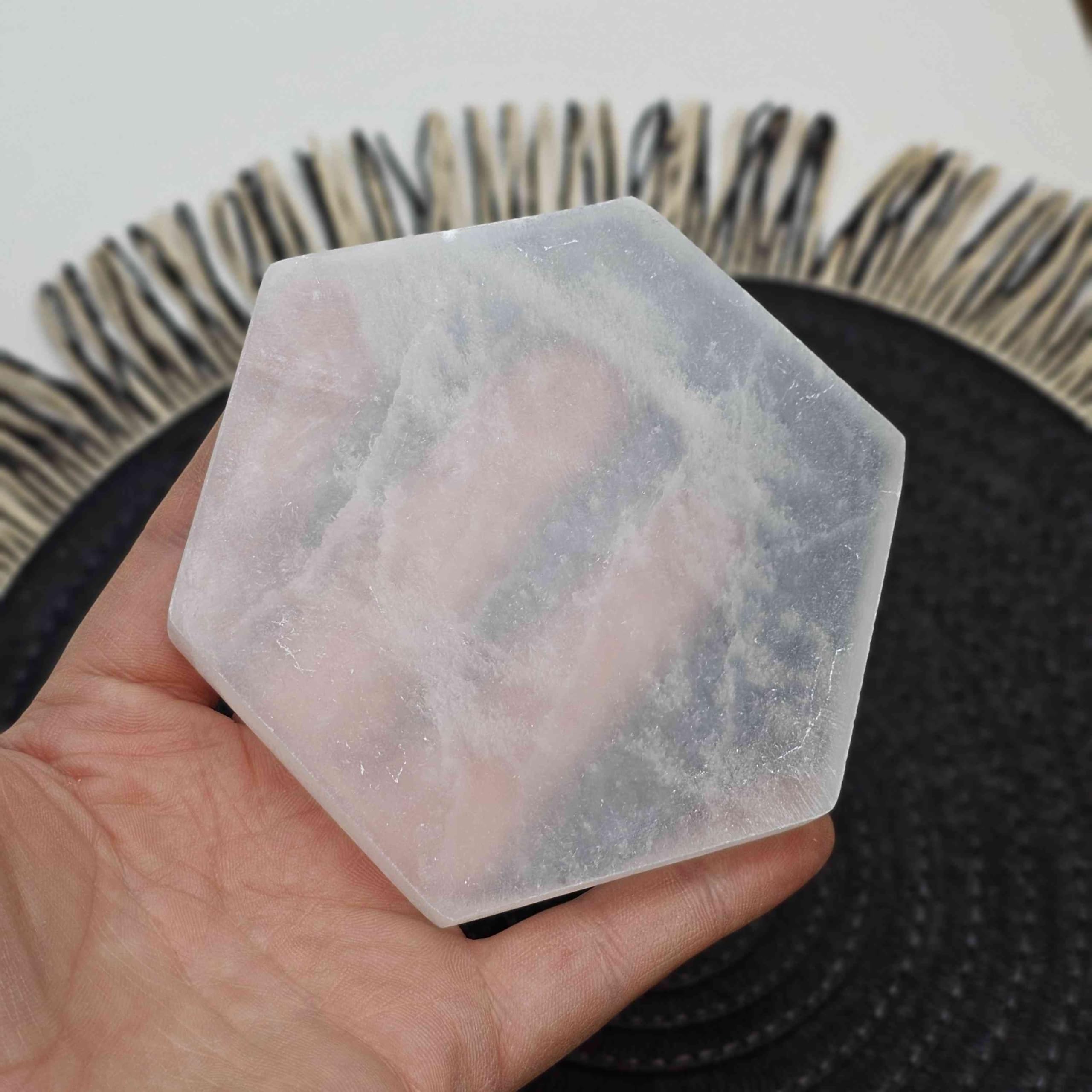 NKlaus Healing Crystals Selenit Aufladeplatte Hexagon
