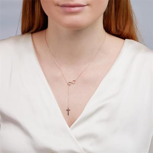 JEWLIX Ketten mit Anhänger Y-Kette Kreuz Infinity Roségold