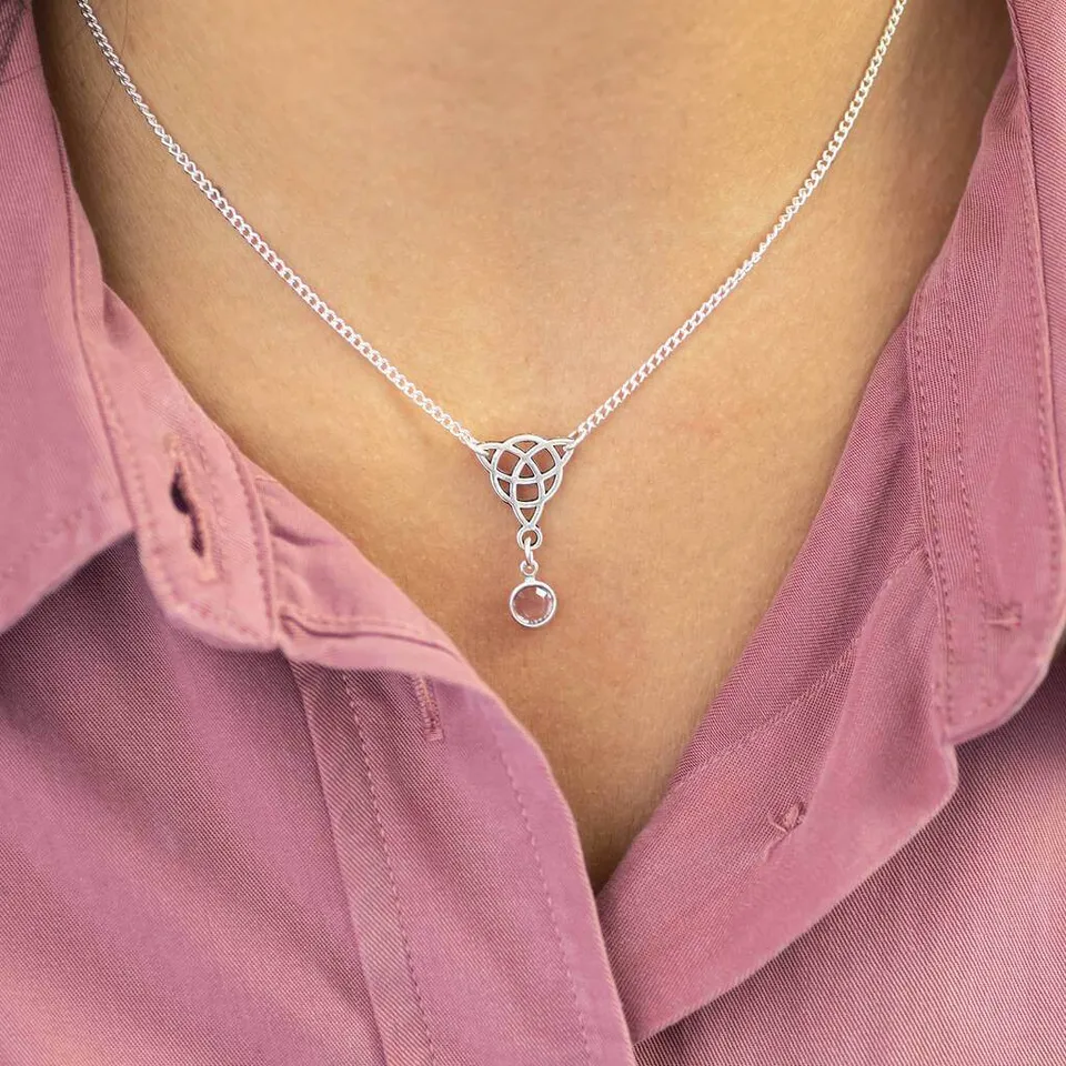 JOY by Corrine Smith Celtic Knot Halskette Silber Geburtsstein