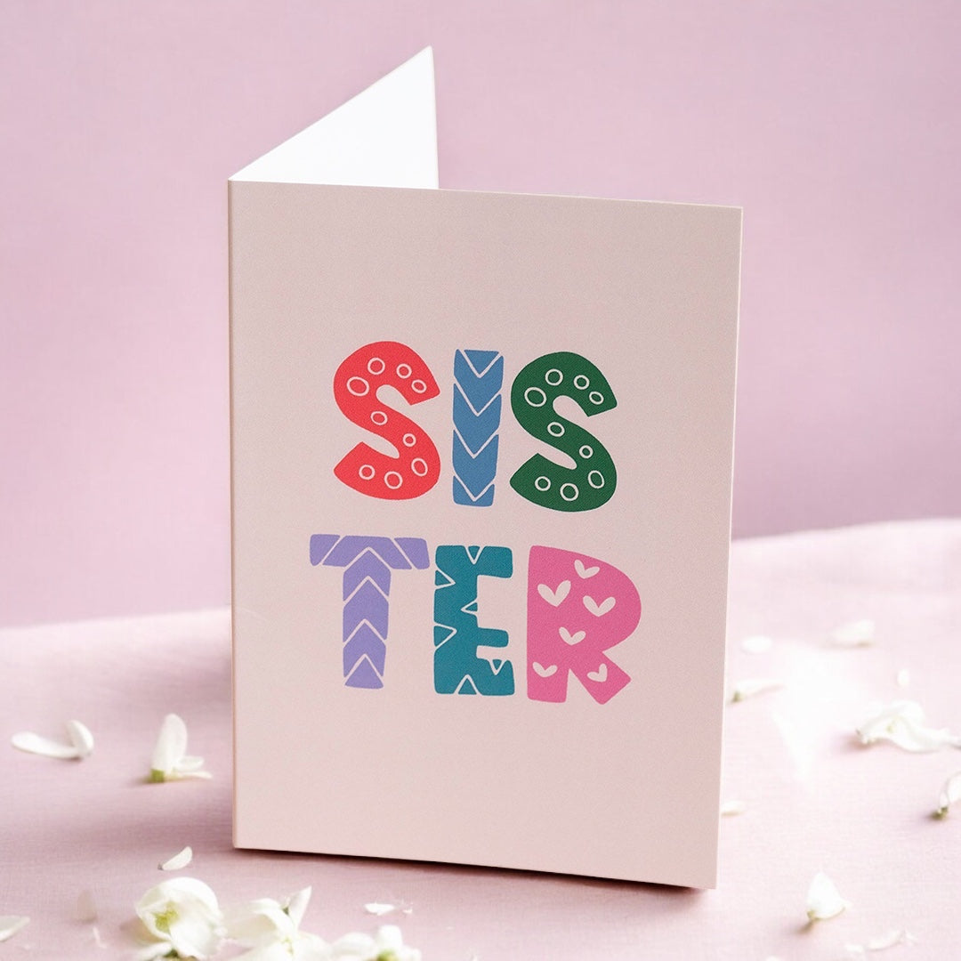 Joy Colourful Sister Grußkarte A6 Schwester Bunt