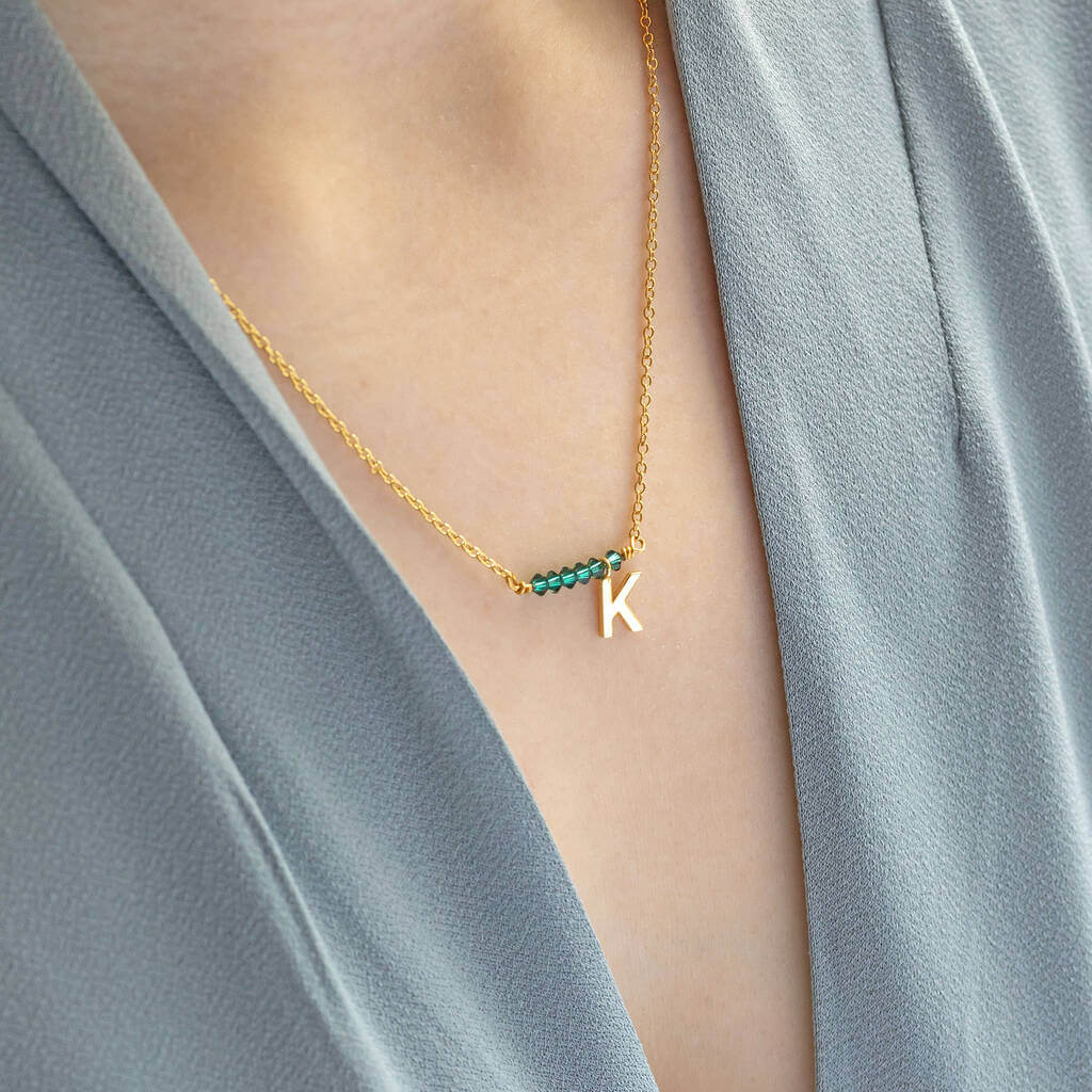 Joy by Corrine Smith Asymmetric Birthstone Bar Initial Halskette Gold