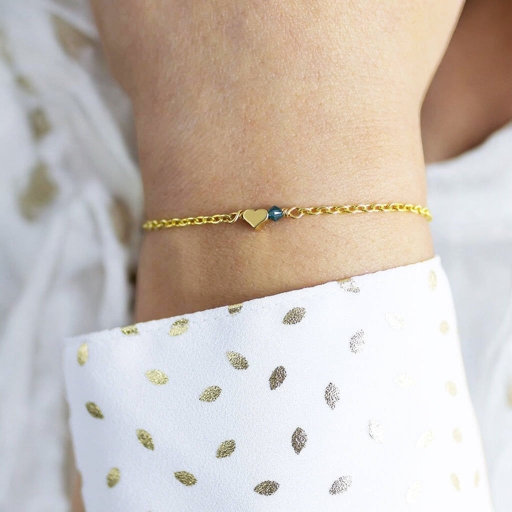 Joy by Corrine Smith Tiny Gold Heart Armband Gold Geburtsstein