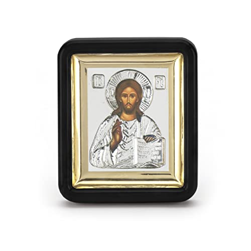 NKlaus Religious Icons Jesus Ikone 7x6cm Rahmen schwarz Glas