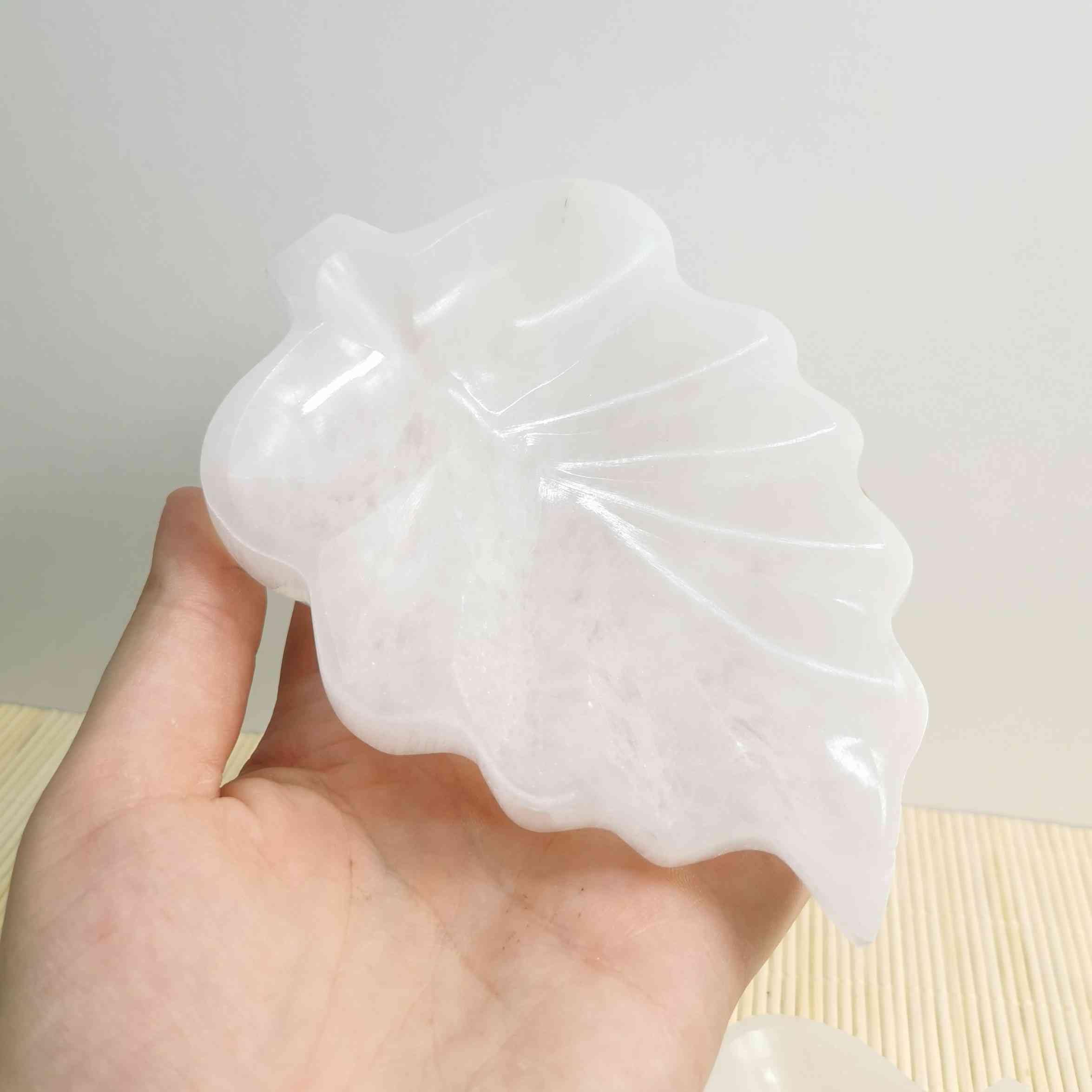 NKlaus Healing Crystals Selenit Blattschale 14 cm Energieschale