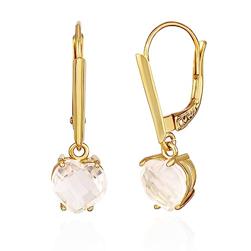 NKlaus Jewellery Herz Ohrhänger Rosenquarz 333 Gelbgold