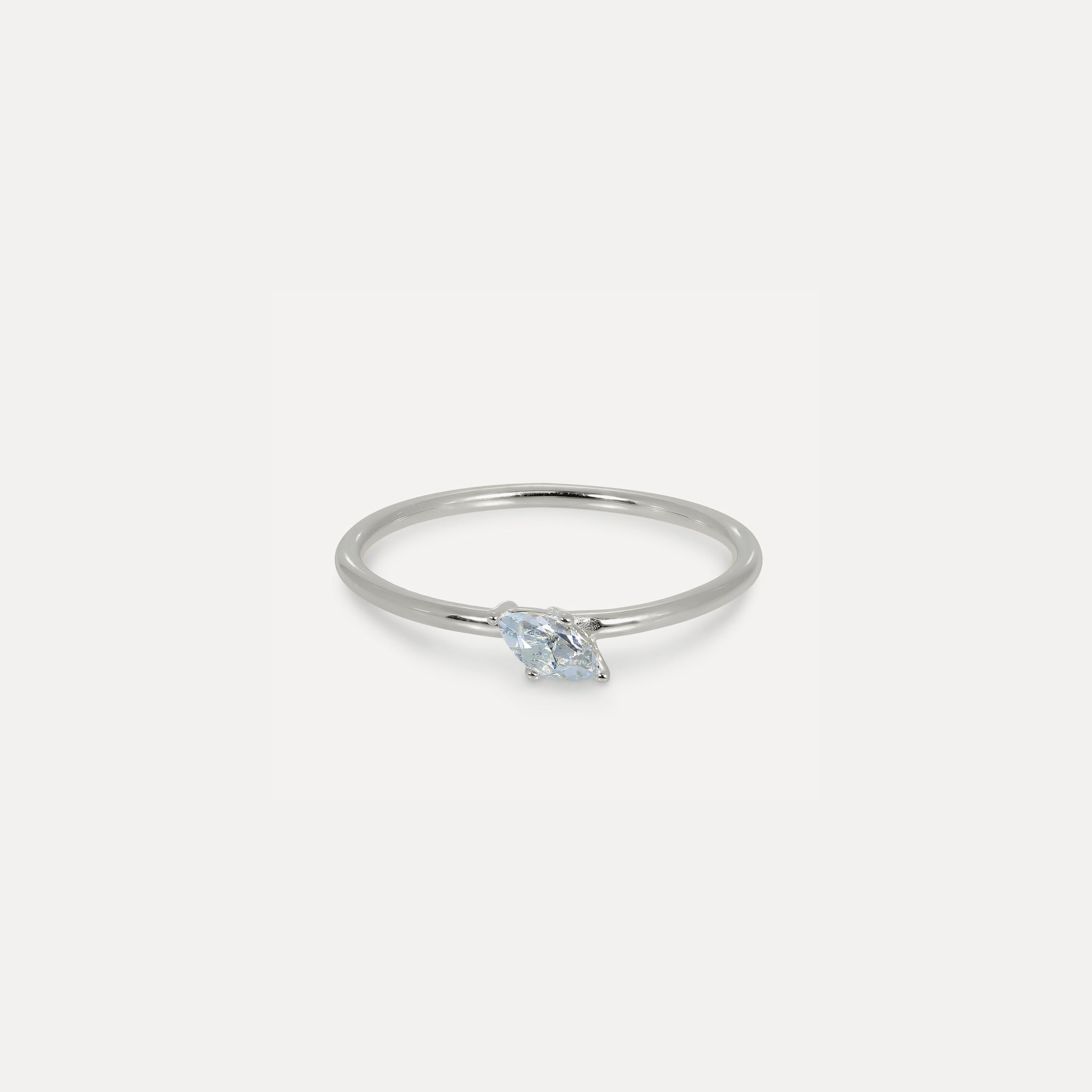 Stilnest Aquamarin Navette Solitär Ring Gold Vermeil Gr. 52