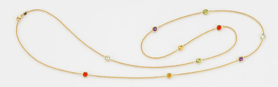 Eugen Rühle Colliers 67.5111 Halskette 750 Gold 10 Farbsteine