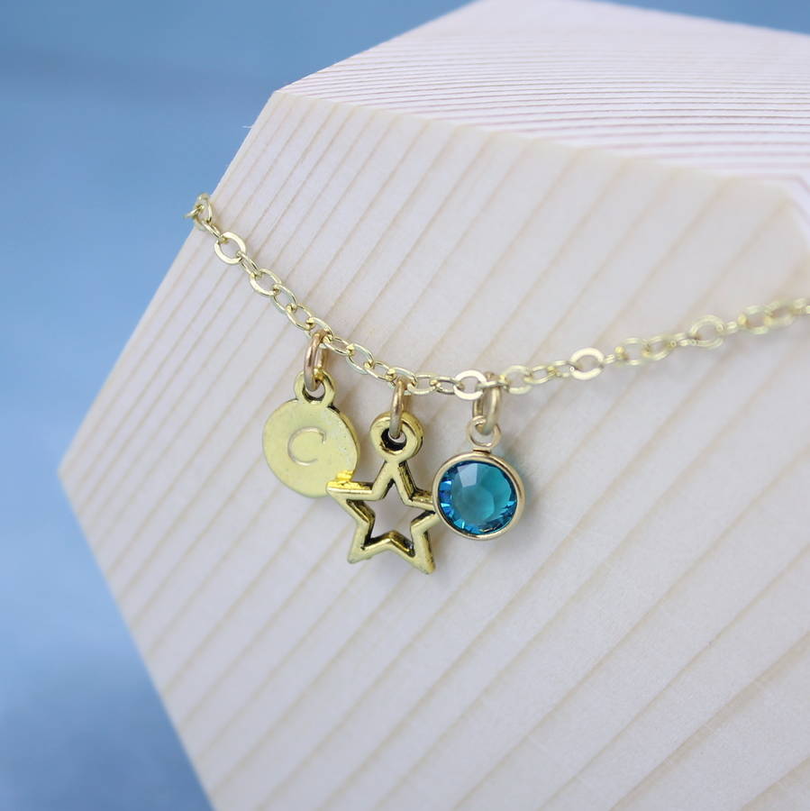 Joy by Corrine Smith Star Birthstone Charm Armband Gold
