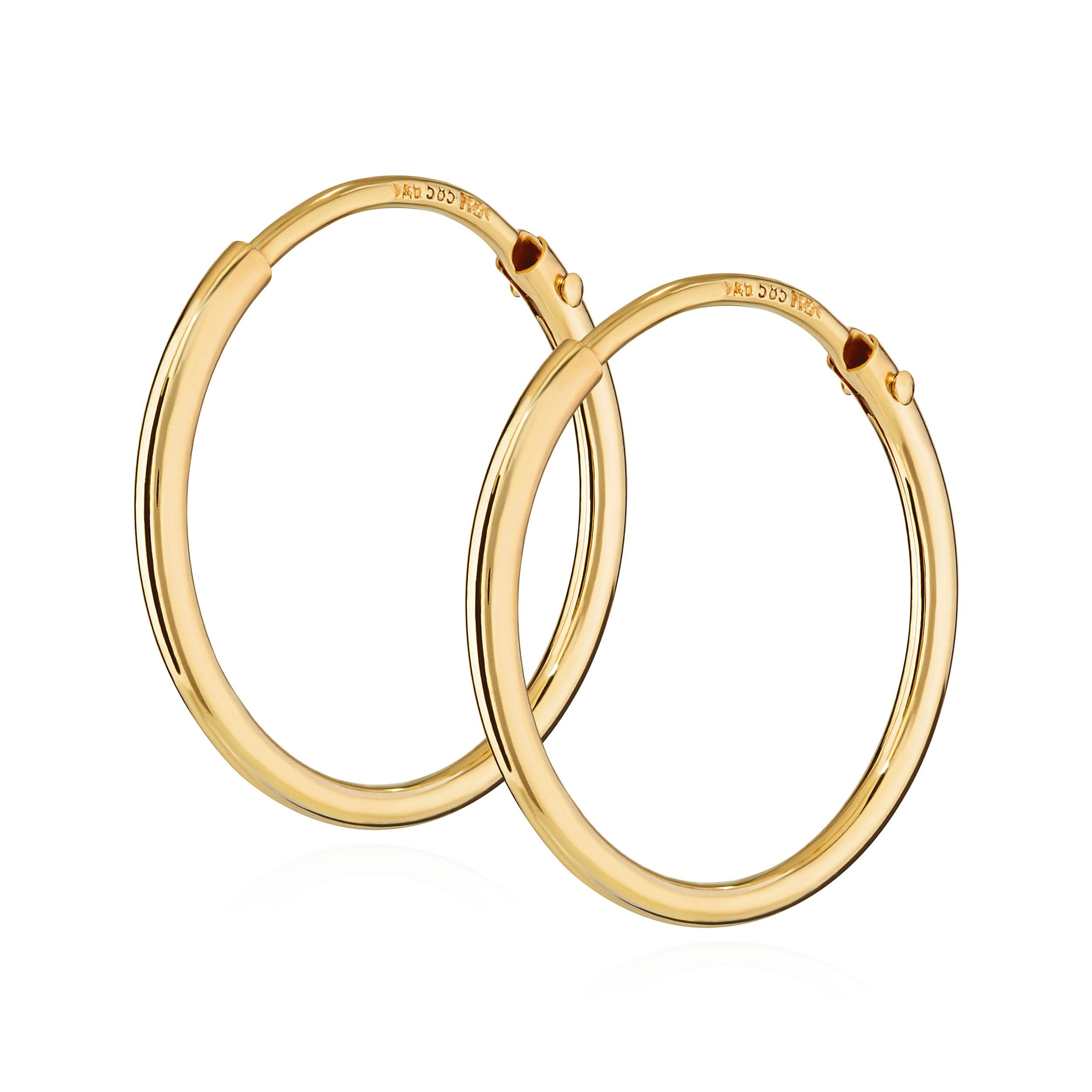 NKlaus Jewellery Klapp-Creolen Echtgold 585 Ohrringe 13mm Paar