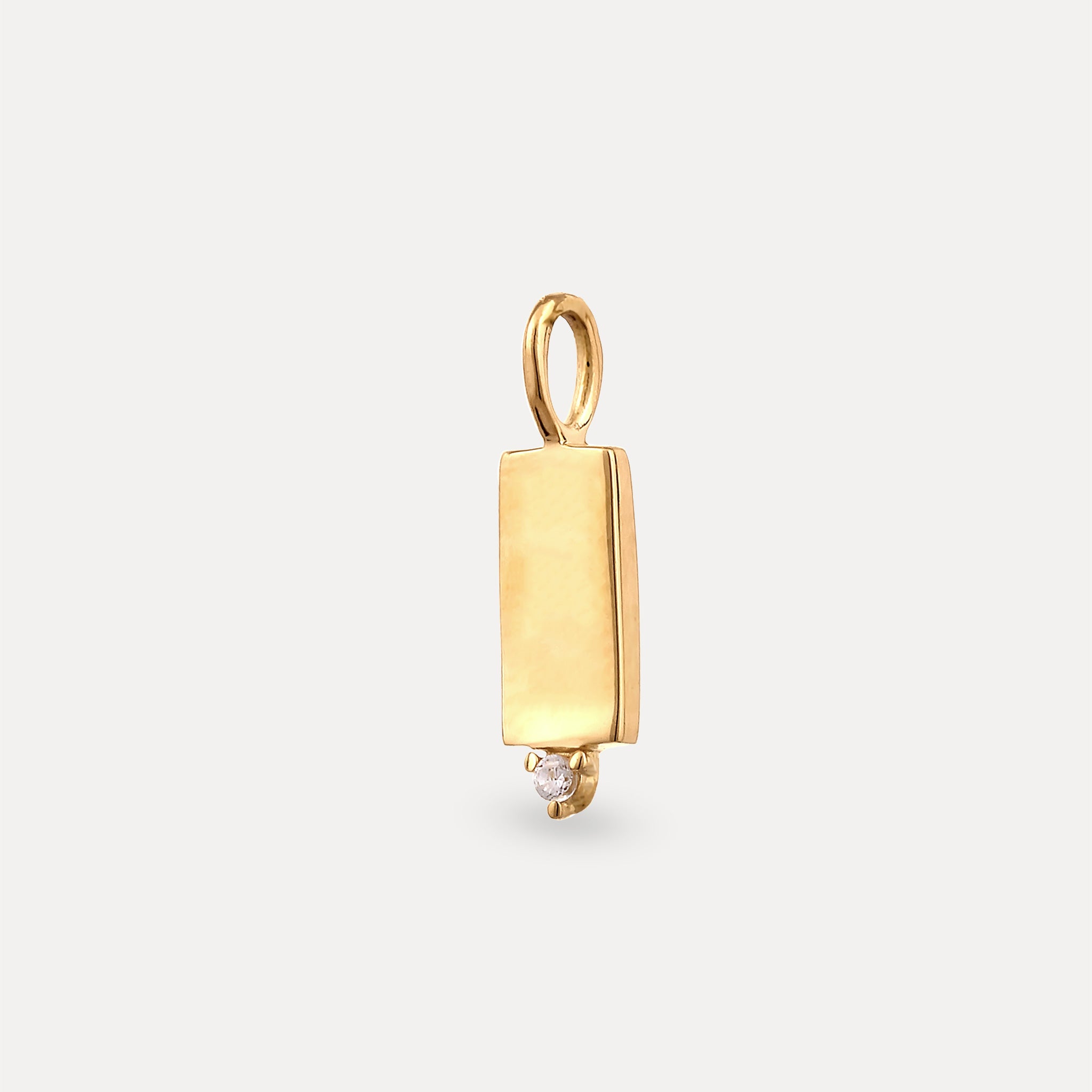 Stilnest Saphir Brick Tag Anhänger 24k Gold Vermeil eckig