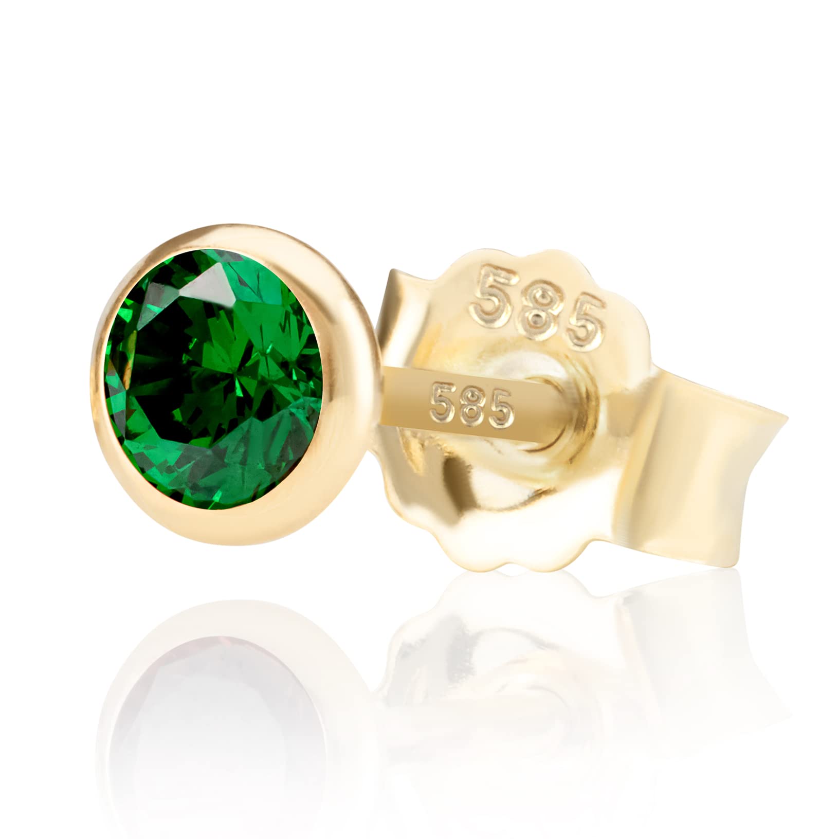 NKlaus Jewellery Zirkonia Ohrstecker 585 Gold Schwarz 5mm
