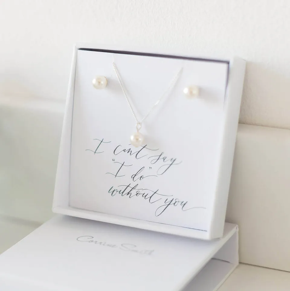Joy by Corrine Smith Bridesmaid Perlen Schmuckset Silber Kette