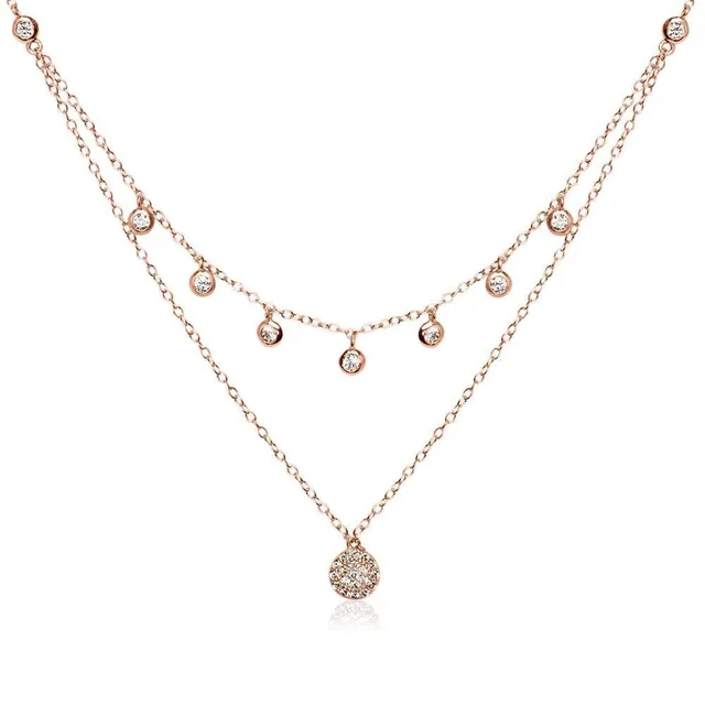 JEWLIX SN0437 Layerkette Halskette rosévergoldet Zirkonia