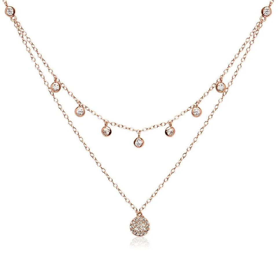 JEWLIX SN0437 Layerkette Halskette rosévergoldet Zirkonia