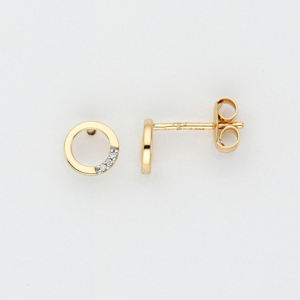 Eugen Rühle Ohrschmuck Kreis 6mm Ohrringe 585 Gold Brillant 0,01ct