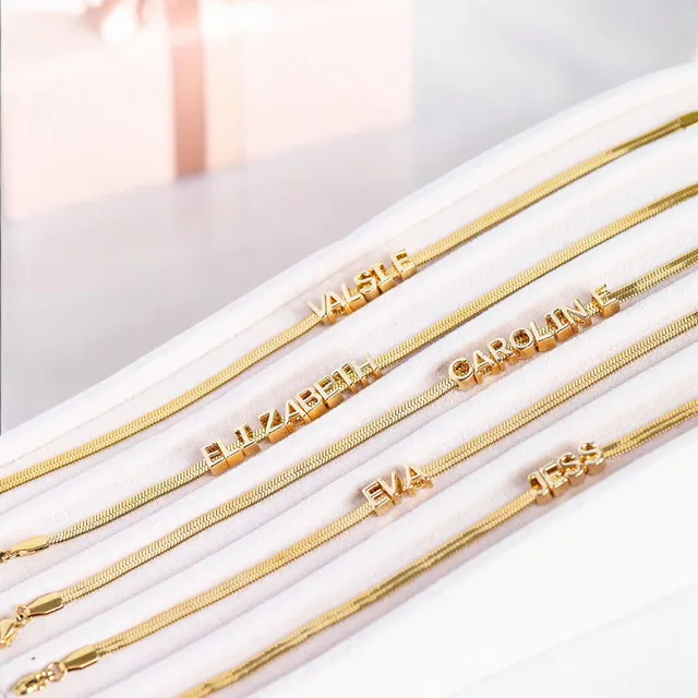 Joy by Corrine Smith Flat Chain Namensarmband Gold Edelstahl