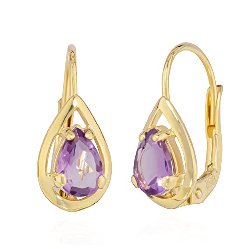 NKlaus JEWELLERY Brisur Ohrhänger Amethyst Gold 14x6mm Paar