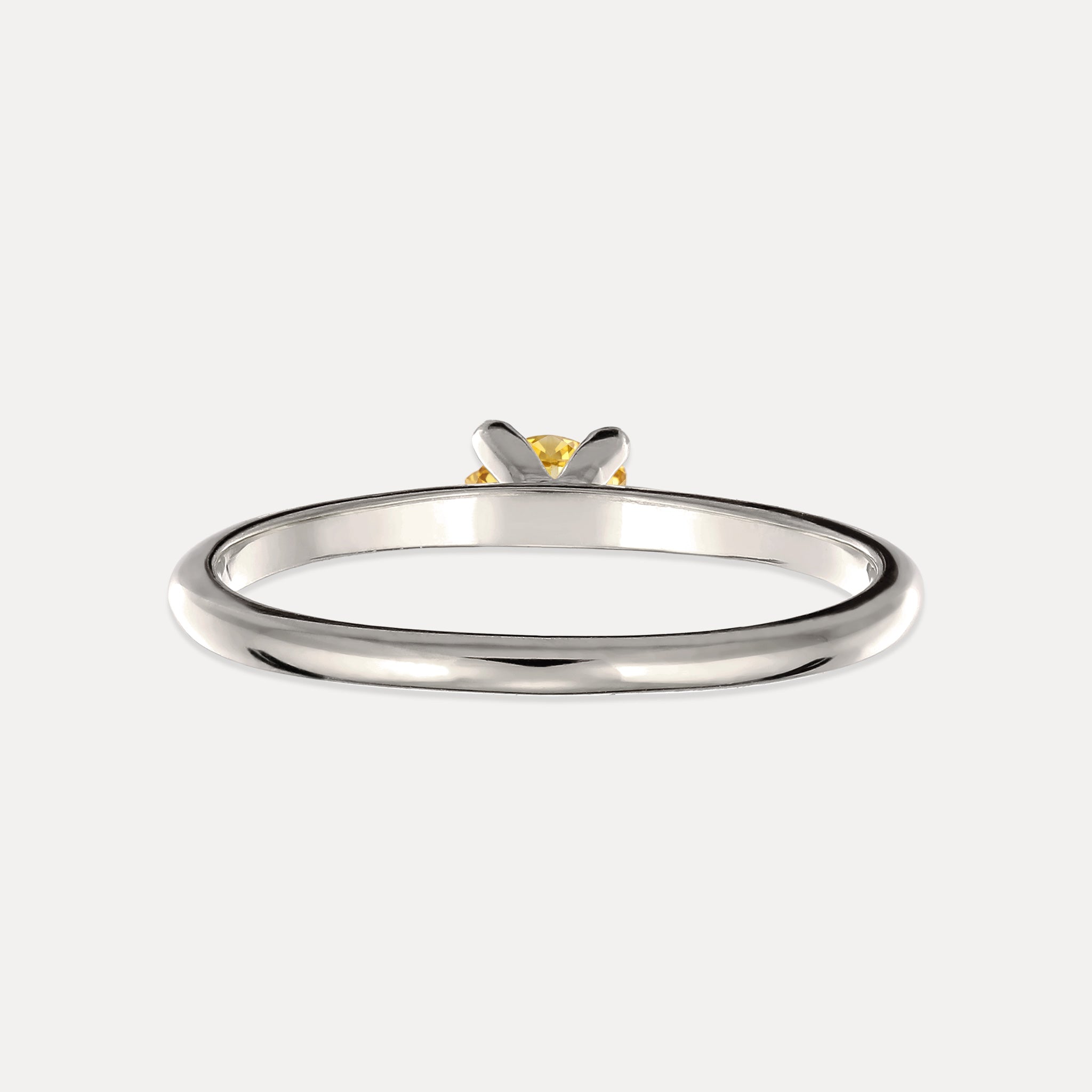 Stilnest Citrin Solitär Ring rund Gold Vermeil gelb