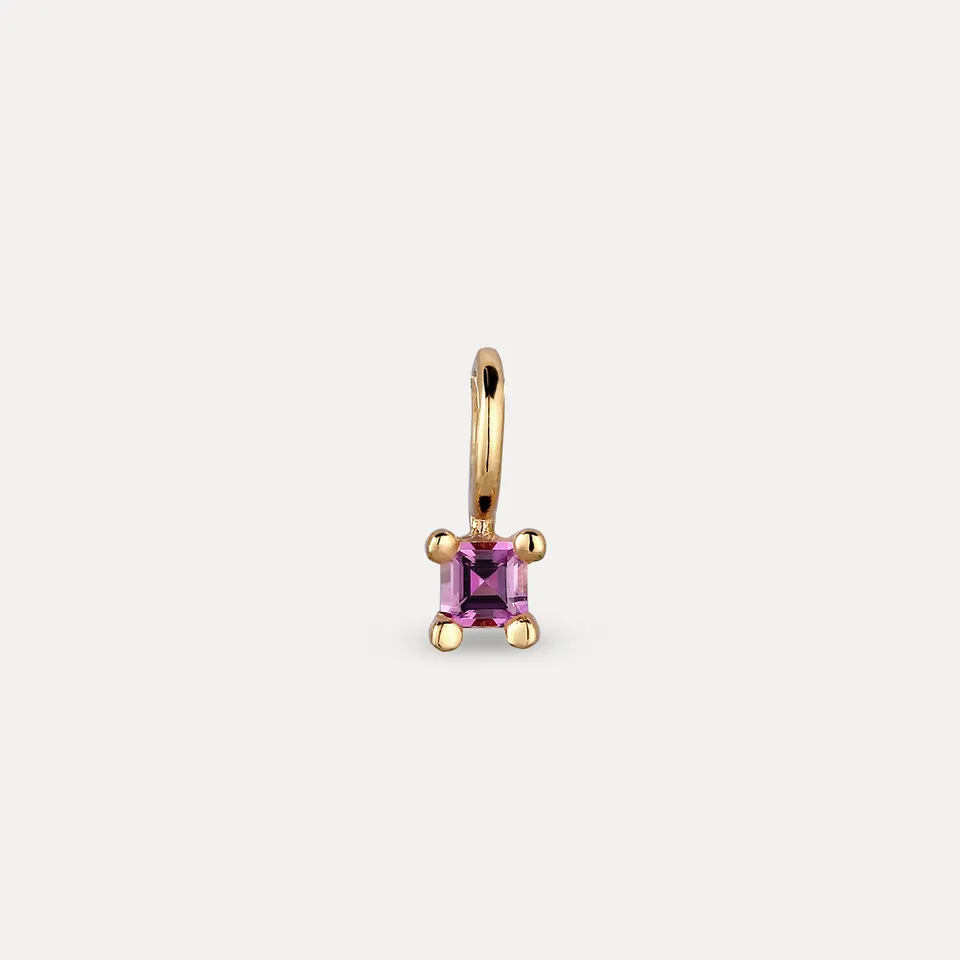 Stilnest Solitär Anhänger lila Granat Square Gold Edelstein