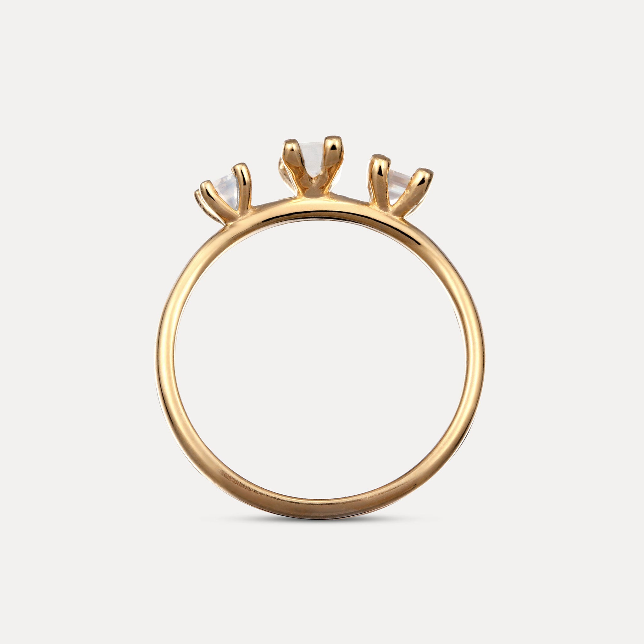 Stilnest Trinity Mondstein Ring Gold 3 Steine Gr.52