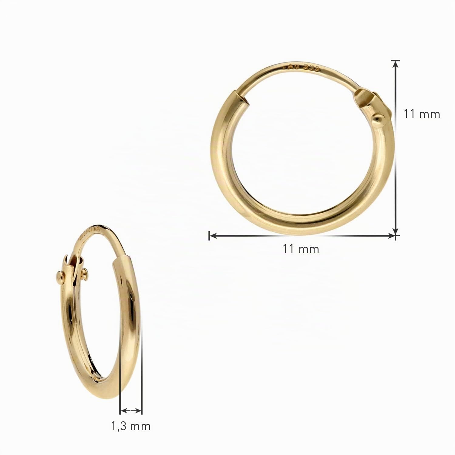 trendor Ohrringe Creolen Gold 333 11mm 1,3mm Damen