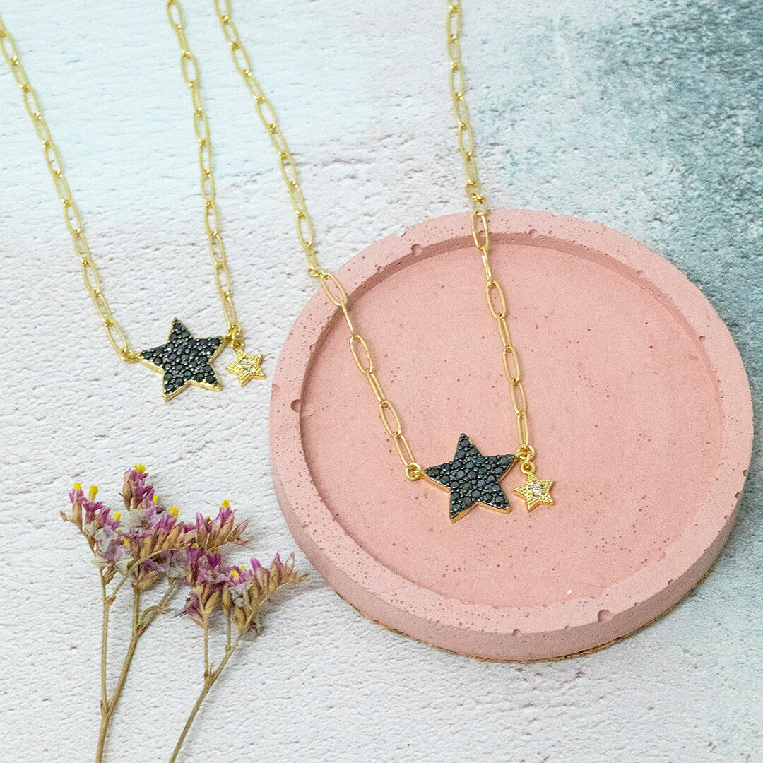 Joy by Corrine Smith Sirius Black Star Charm Halskette Gold Kristall