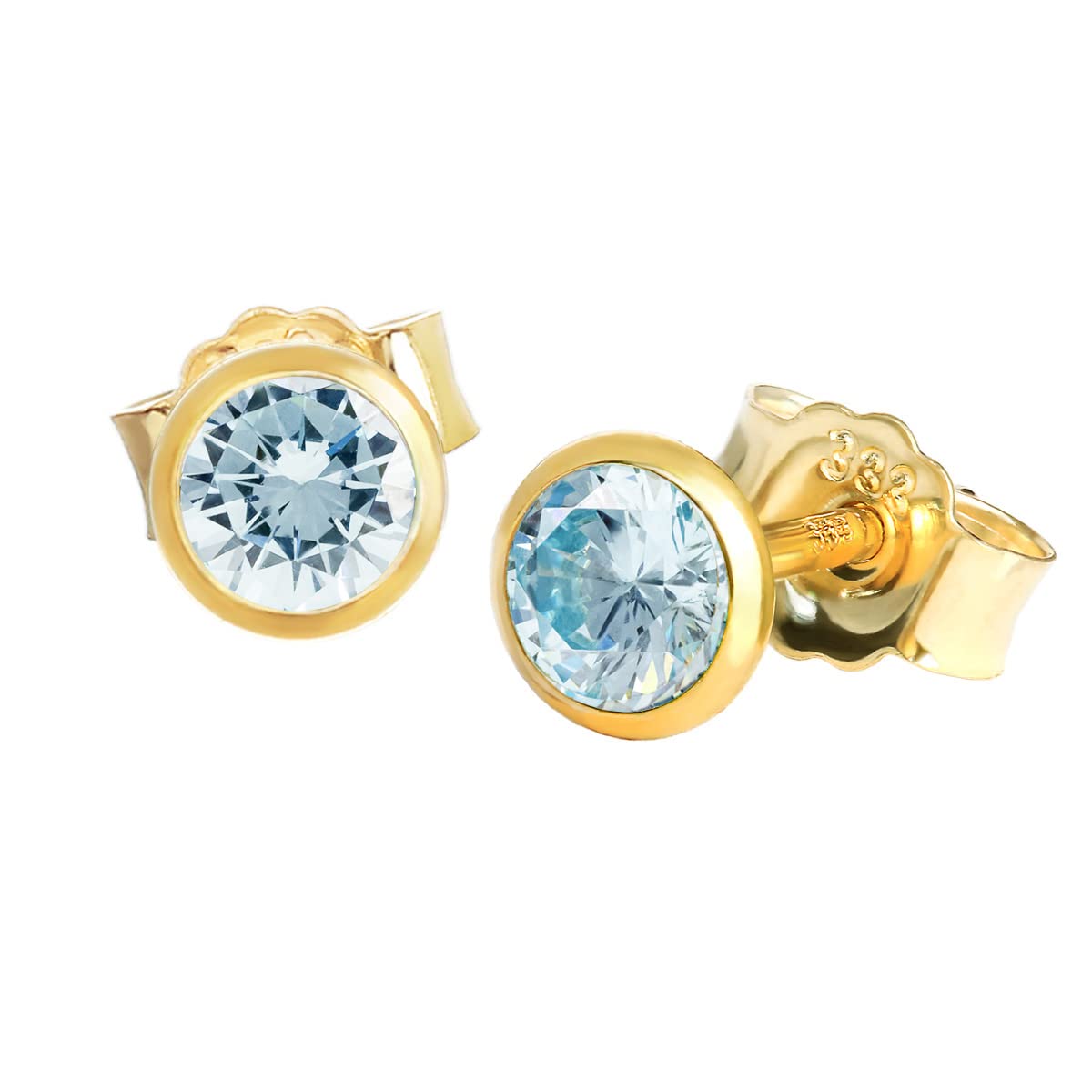 NKlaus JEWELLERY Ohrstecker Blautopas 333 Gold klein