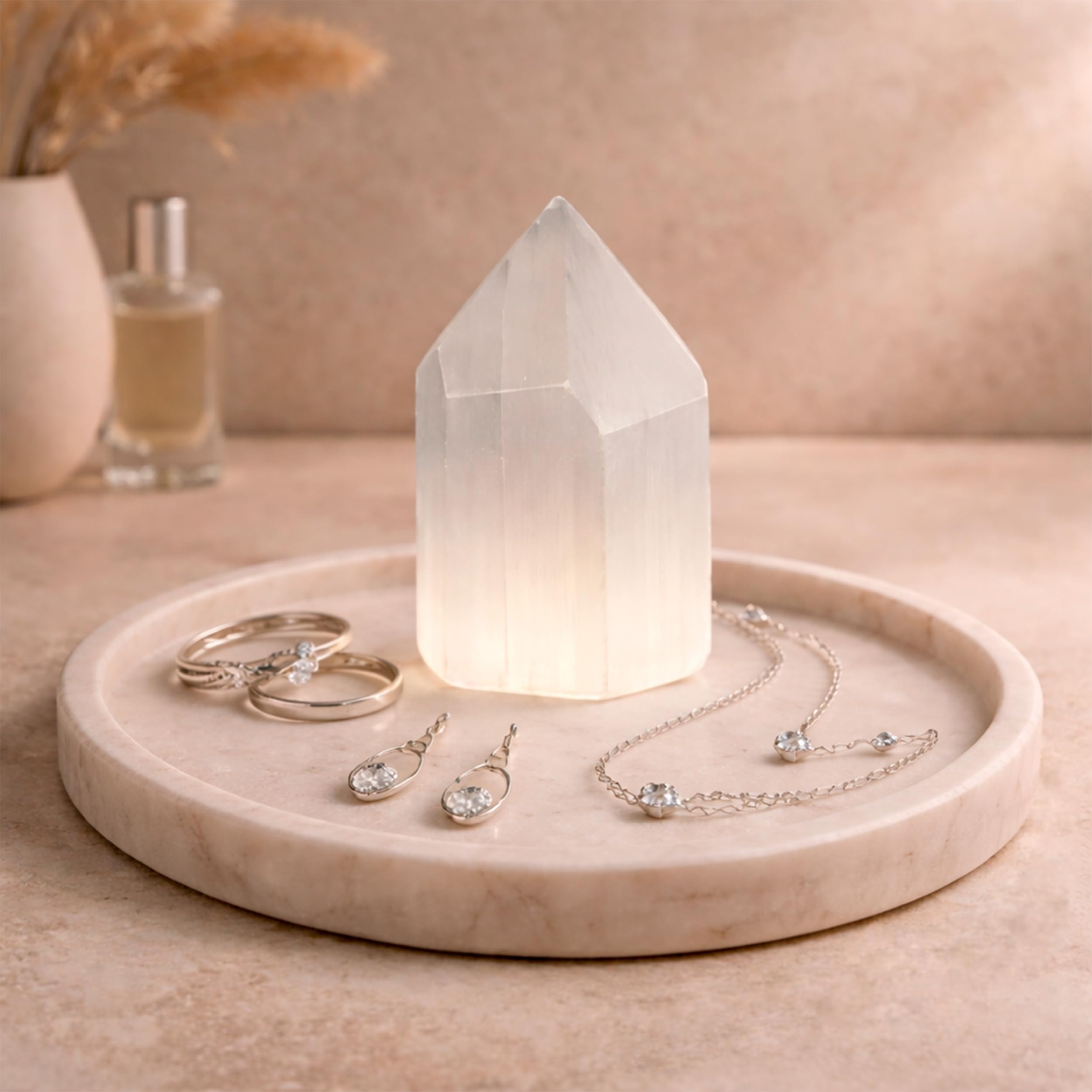NKlaus Healing Crystals Selenit-Obelisk 6cm Heilstein 1 Stück