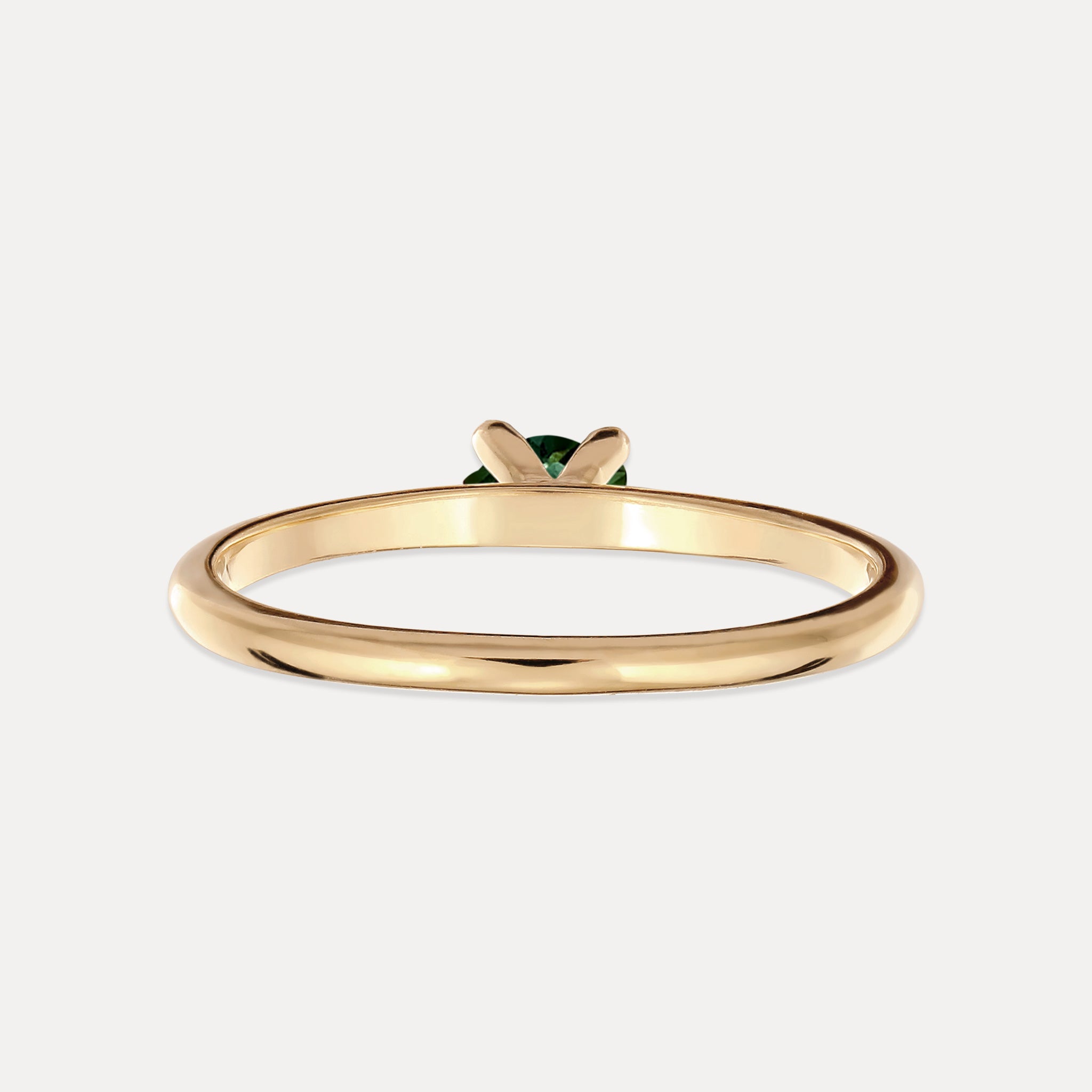 Stilnest Grüner Turmalin Solitär Ring Gold Vermeil rund