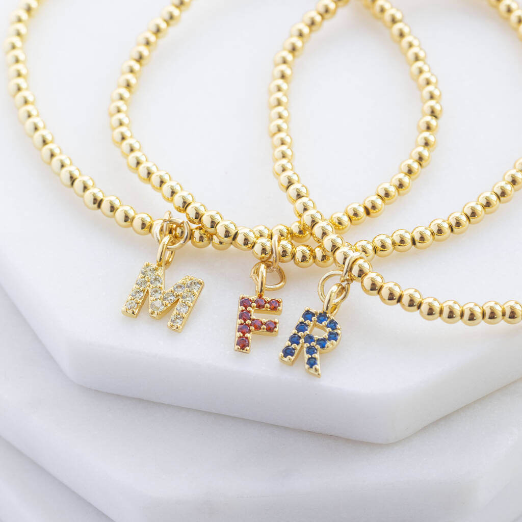 Joy by Corrine Smith Beaded Armband Gold Geburtsstein Initial