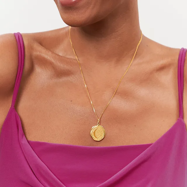 Stilnest Moon Large Seal Anhänger Gold 22mm Gravierbar