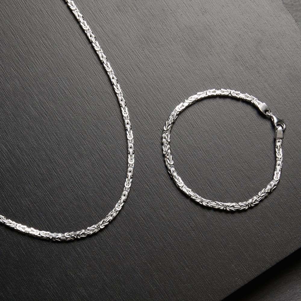JEWLIX Königskette Silber Halskette 3,2 mm 45 cm
