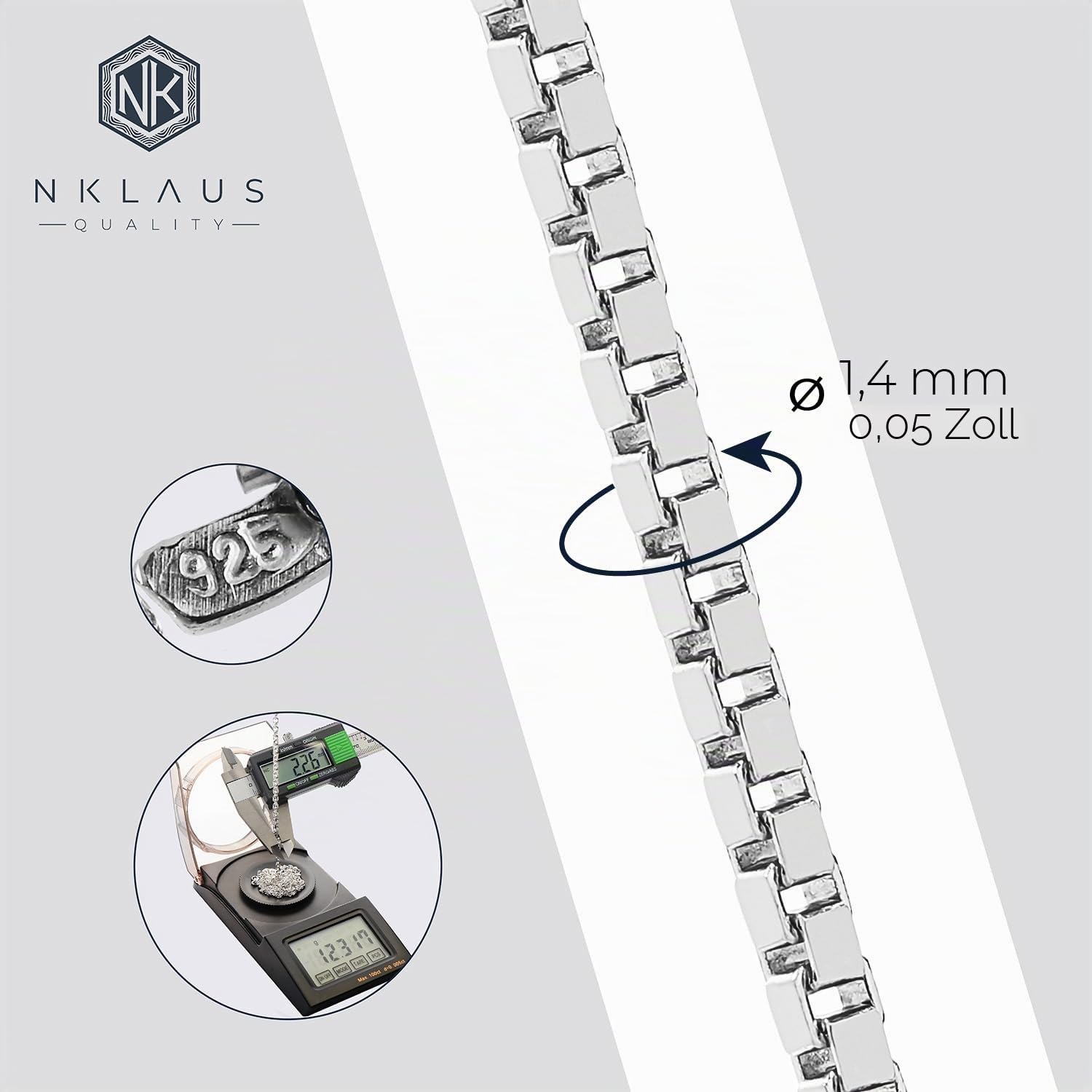 NKlaus Venezianerkette 925 Silber 40cm 1,4mm Halskette