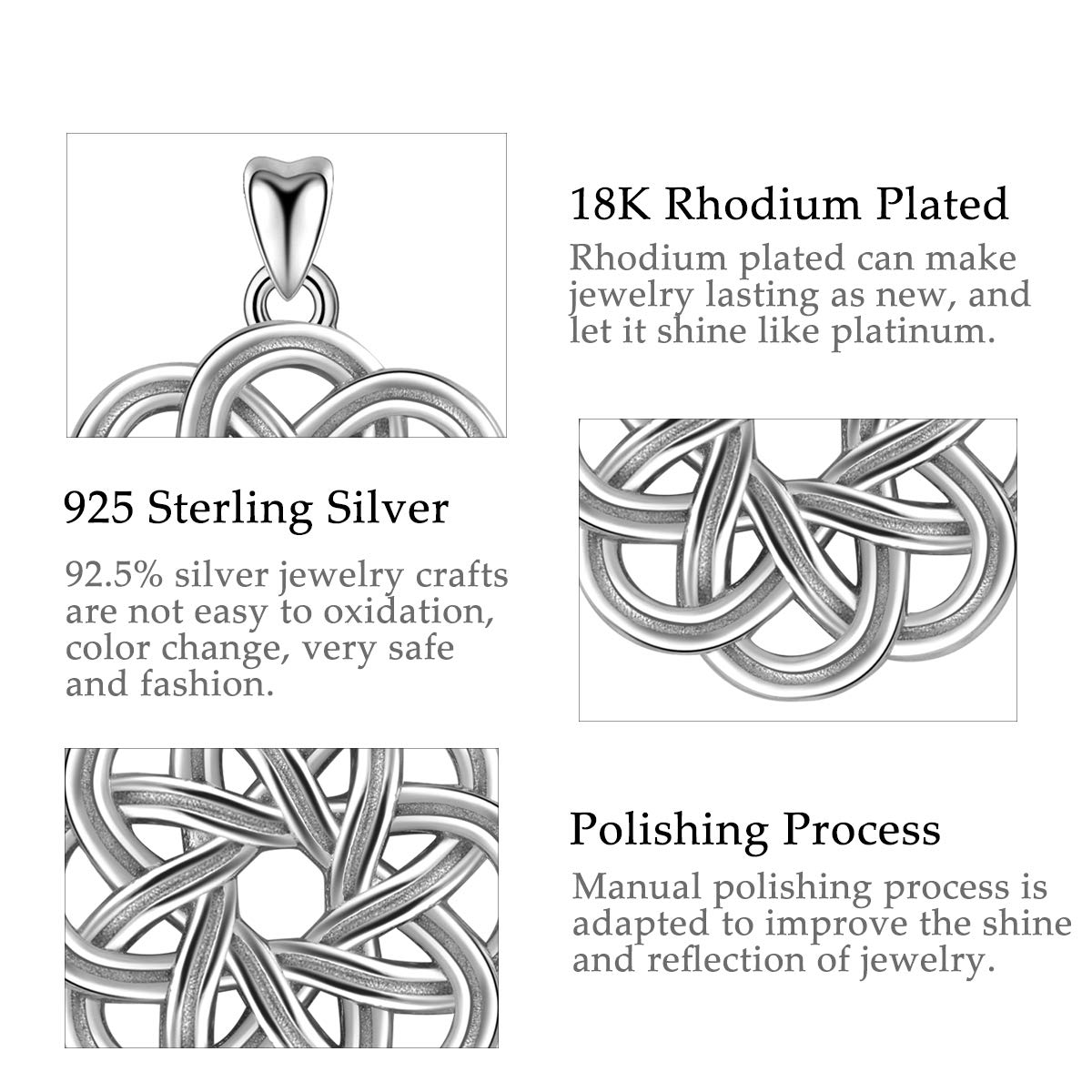 Eudora Harmony Bola Keltischer Knoten Kette 925 Silber 45,7cm