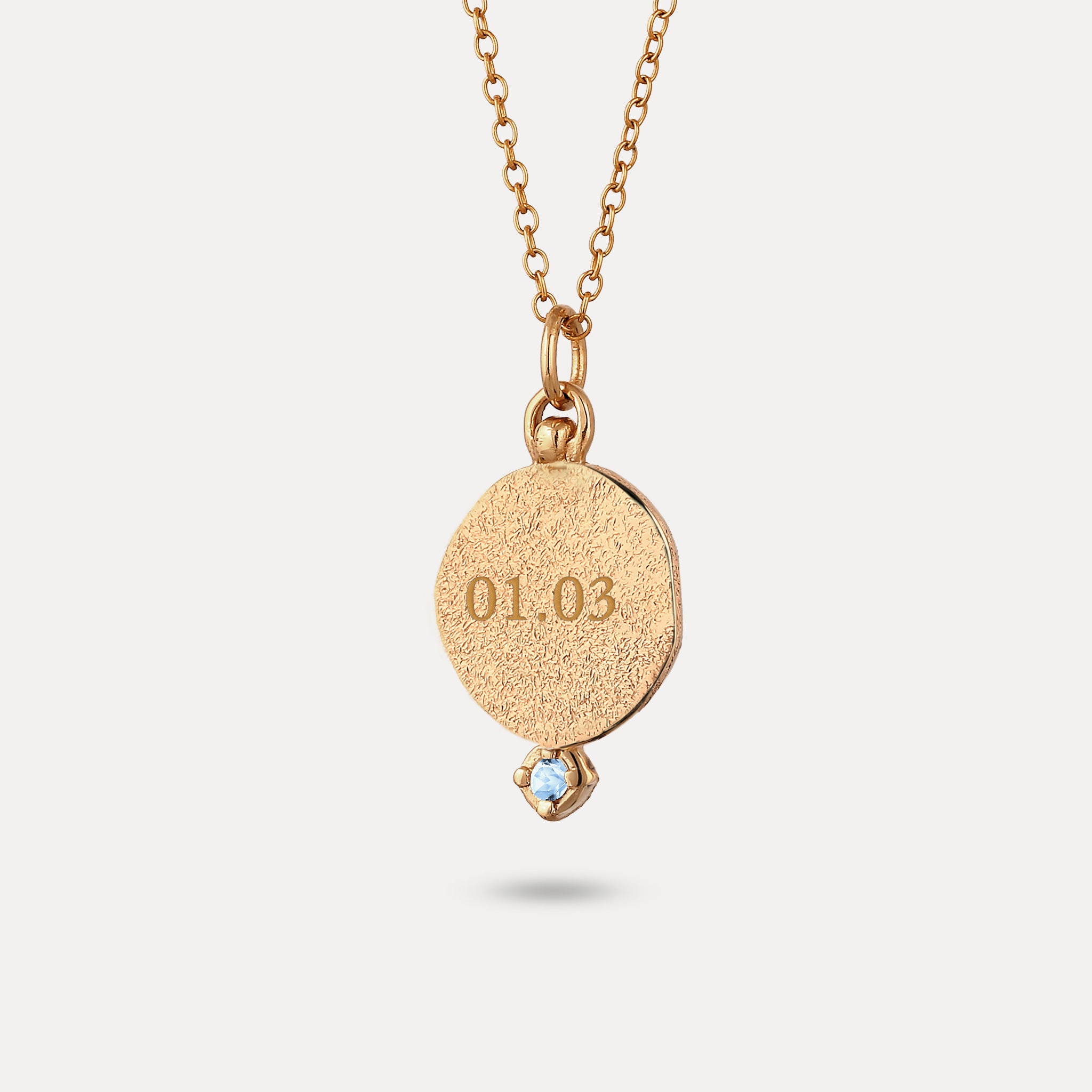 Stilnest Aquamarin Fluid Medallion Anhänger 585 Gold