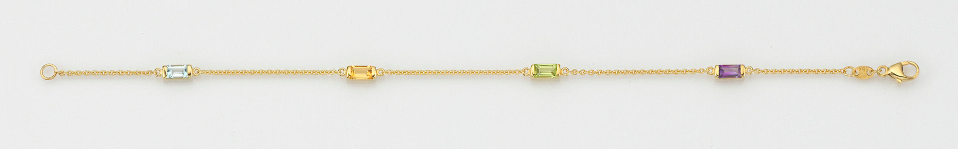 Eugen Rühle Armband Ankerkette 4 Farbsteine 750 Gelbgold