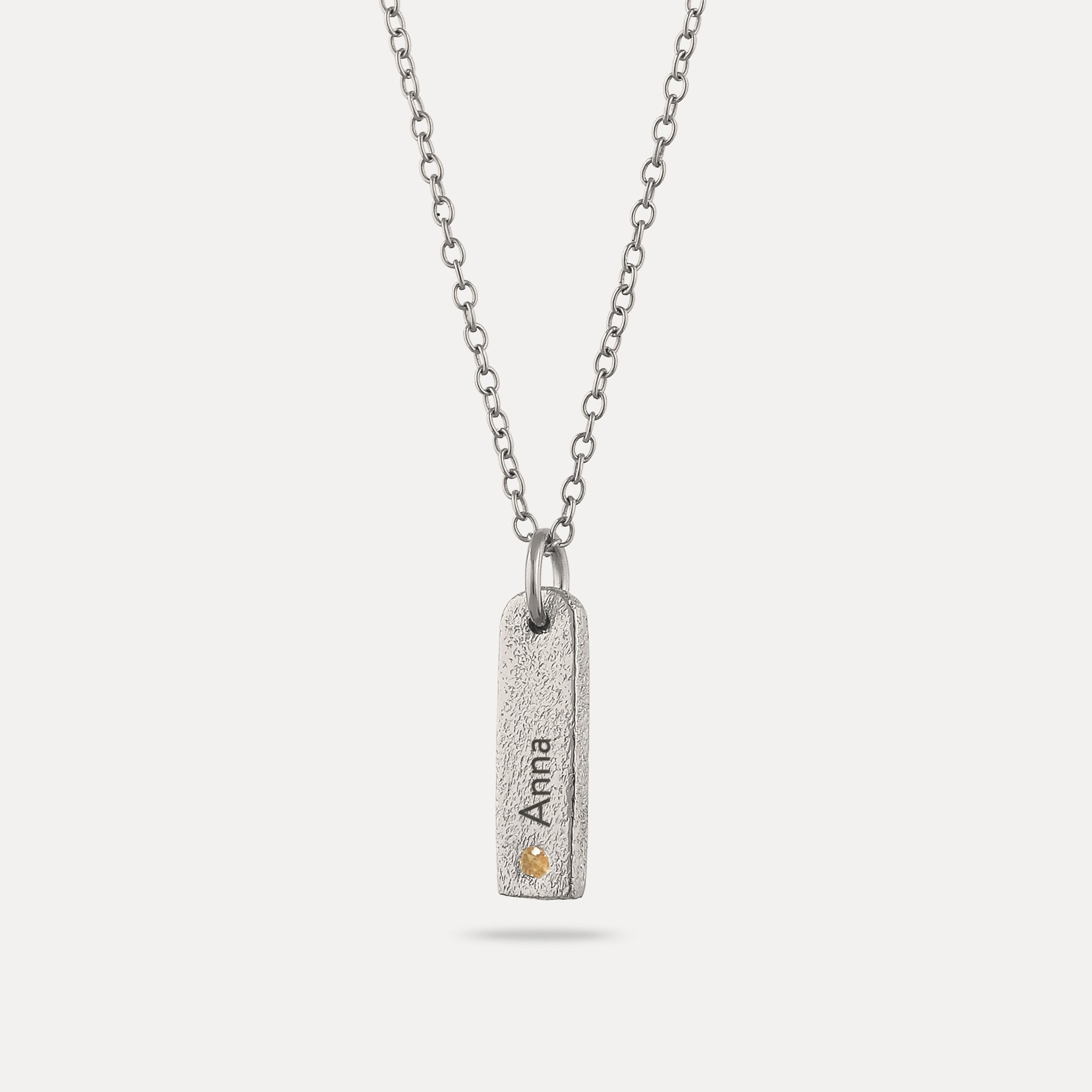 Stilnest Mandarin Granat Bar Anhänger Gold Vermeil gravierbar