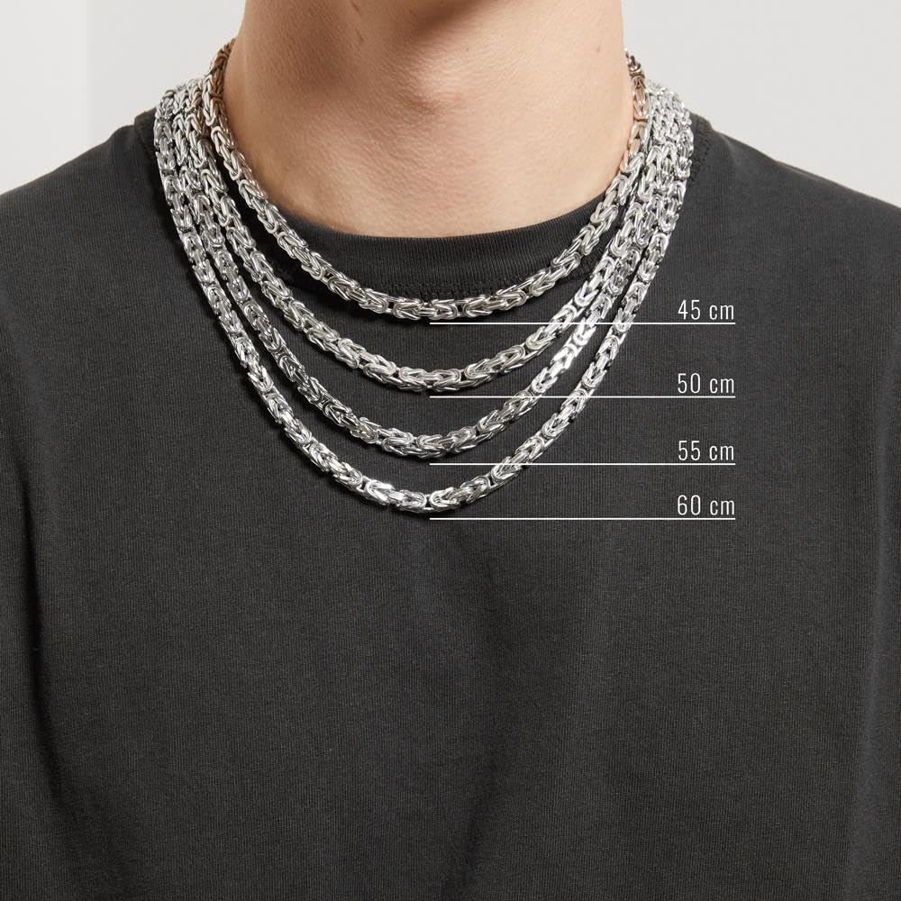 JEWLIX Königskette 925 Silber 5,5 mm Vierkant Halskette rhodiniert