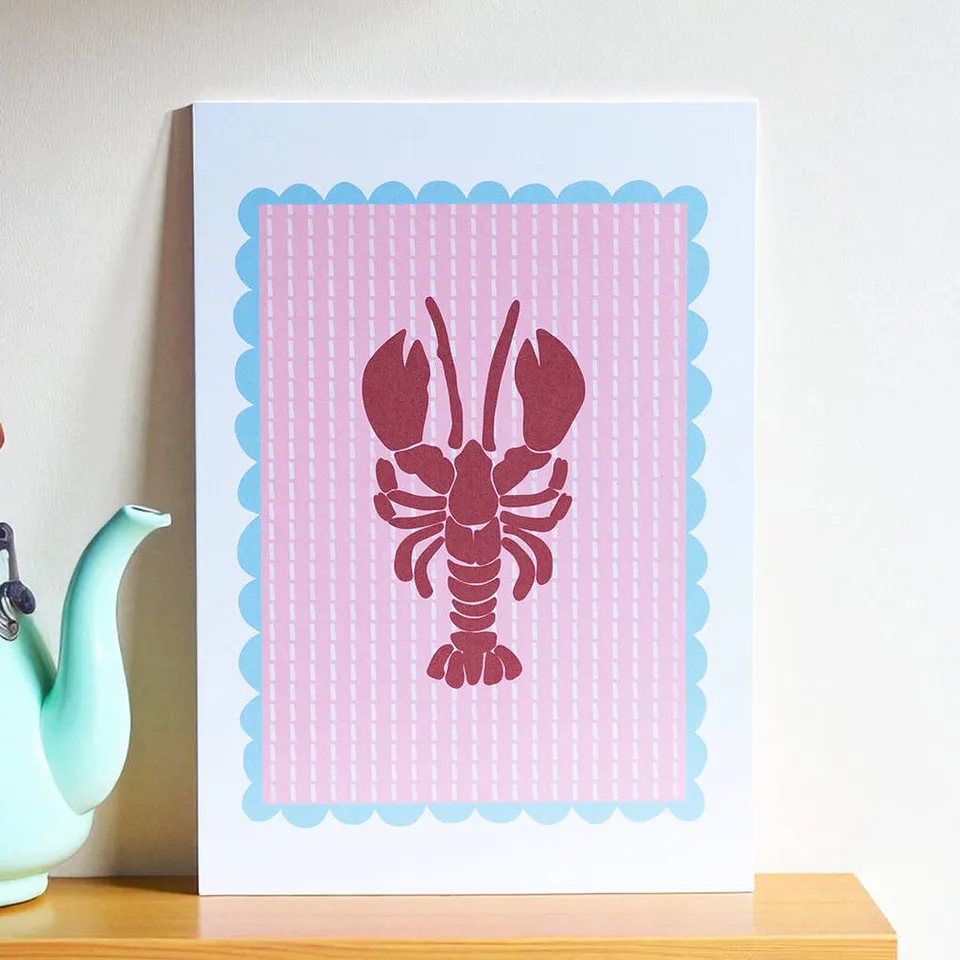 Joy by Corrine Smith Bold Lobster Kunstdruck A5 Küche