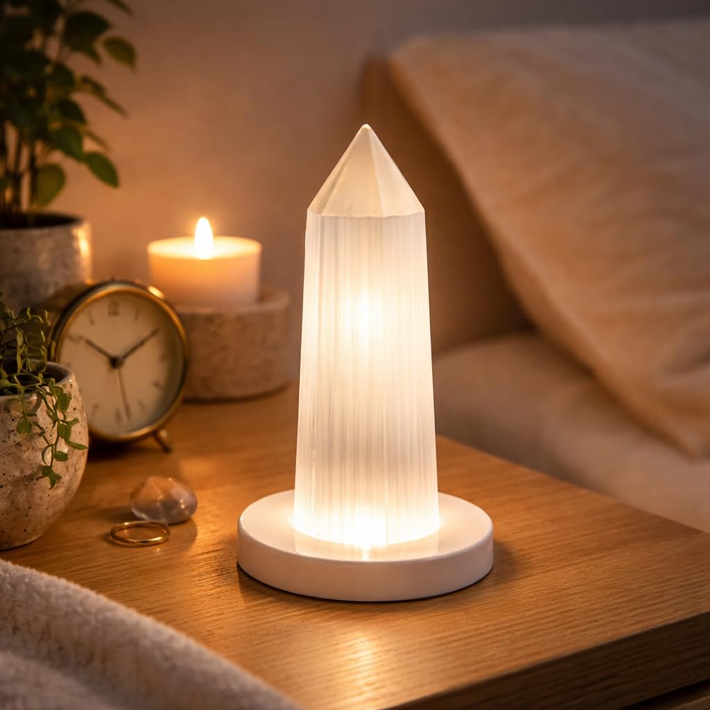 NKlaus Healing Crystals Selenit Pentagon Tower Turm 15cm
